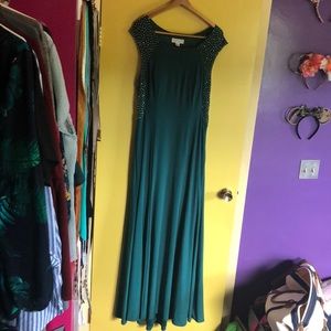 Green Formal dress with silver embellishments